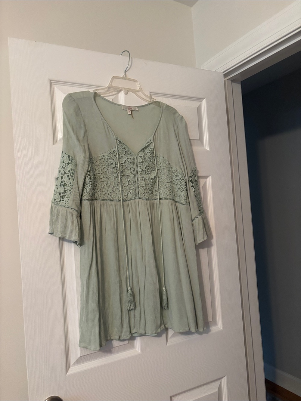 Soft Mint Crochet-Trim dress